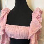 Free People Pink Ruffled Crop Top Shirt Flowy Boho Festival NWOT Photo 2