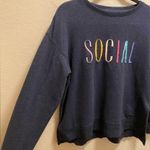 Wildfox  Navy Blue "Social" Sweatshirt Size Small Photo 8