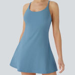 Halara  SoftlyZero Plush Backless Active Dress Warm Mid Blue Athletic Size Medium Photo 0