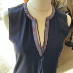 J.Crew EMBROIDERED V-NECK NAVY SLEEVELESS TEE Photo 1