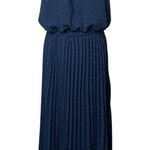 PRETTYGARDEN NWOT Pretty Garden Size XXL Navy Blue Dress Eyelet Halter Aline Midi Accordion Photo 0