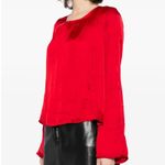 Free People NWT Arabella Satin Rubies Red Tie Back Blouse Sz XS Party Going Out Photo 2