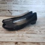 Antonio Melani - Women's Shiny Black Peep Toe Low Heel Size 10 M Photo 1