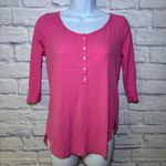 Hollister  Y2k Medium Pink Henley Stretch ButtonUp Top layering preppy Photo 1