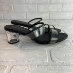 Nicole Miller Clear Heels Mules Sandals Womens 8.5 Slip On Black Rollie Photo 2