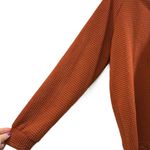 Women's Hoodie Oversized Waffle Knit Henley Size XL Orange Photo 1