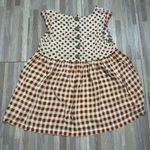 Matilda Jane women’s sleeveless babydoll top brown/ cream with plaid/polkadots Photo 5