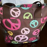 NWOT Pottery Barn Teen Peace Sign Brown Tote Photo 1