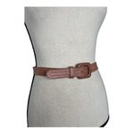 Vintage Brown Leather Belt with Rectangular Buckle and Textured Surface Photo 2