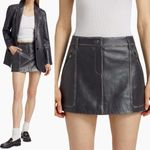 MICHAEL Michael Kors Burnished Charcoal Leather Utility Mini Skirt Gray Size 00 Photo 0