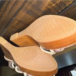 Calvin Klein Beige Wooden Block Wegdes Snake Print Heels Womens 9 Photo 6