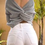 Boutique Gray Knit Cropped top Photo 1