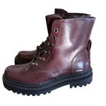 Vince Camuto Popinta Combat Boots Women’s 6.5 M (37) Burgundy Leather Chain Lug Photo 1