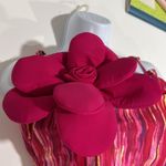 Pink and Yellow One Piece Swimsuit with Textured Halter Top NWOT Size XL Photo 2