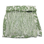 Juliana Collezione 100% Silk Fringed Scarf Cream Sage Green Floral‎ Print​​​ Photo 3