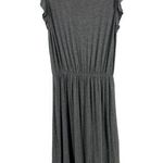 Loft  rayon M gray midi dress sleeveless ruffle office casual travel vacation Photo 0