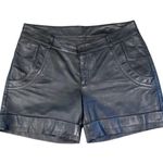 Lot 78 Italian Leather cuffed biker shorts alt style rock Black Size 29 Photo 0
