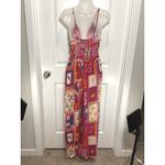 Angie NWT  Bohemian Patchwork Jumpsuit BOHO Tropical Bird Print Wide Leg Large  L Photo 3