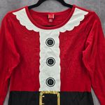 Red Christmas Santa Suit Print Holiday Festive Costume Party Elf Top Medium Photo 2