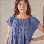 Sundance Linen Pleated PinTuck Viv Day Relaxed Shift Dress Photo 1