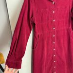 Vintage 90s FADS Corduroy Shirt Dress Sz 14 Red Button Front Long Sleeves Photo 11