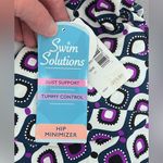 Swim Solutions Women’s One Piece Bathing Suit Purple Black Tiered Size 10 NWT Photo 5