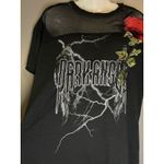 Emory park Shirt Womens Medium Black Mesh Rose Patch Dark Angel Graphic Goth Photo 3