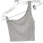 Joah Brown  One Shoulder Ribbed Gray Crop Top Single Strap Photo 2