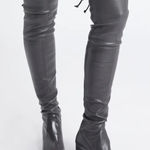 Stuart Weitzman Genna Grey Faux Vegan Leather Over The Knee OTK Thigh High Boots Photo 0