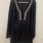Athleta  black swim cover up tie V neck embroidered size L Photo 0