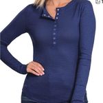 Zenana Outfitters Light Navy Long Sleeve Henley Top Photo 0