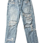 American Eagle  Outfitters Womens Mom Jeans Light Wash Distressed Ripped Size 12 Photo 0