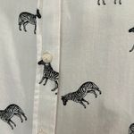 Jane and Delancey White Button-Up Shirt with Zebra Print EUC Photo 3