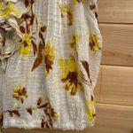 Free People One Size Small Naya Printed Floral Ruffle Sleeve Tie Bottom Hem Yellow Photo 2