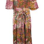 Banjanan Hilary Dress in Loki’s Garden Puffed Sleeve Midi Dress Size Medium Pink Photo 0