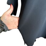 Vince Collared Long Sleeve Relaxed Shirt Dress Faux Leather Trim Black Small Photo 9