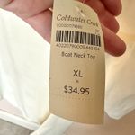 Coldwater Creek  Top XL Short Sleeve Cream Supima Cotton Boat Neck Pullover NWT Photo 6