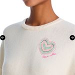 Aqua Kerri Rosenthal Cream Heart Embroidered Crewneck Sweater Size XS Photo 3