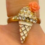 Gold Ice Cream Cone Fashion Ring with Rose Accent 5 Photo 1