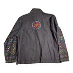 Vtg 1990s New Direction Black Tribal Floral Embroidered Cotton Denim Jacket M Size M Photo 1