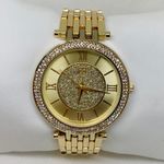 Daisy Fuentes  gold tone women watch 39mm round case rhinestones 7” running Photo 0