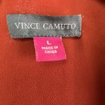 Vince Camuto Sz Large Orange Lined Dress Long Sleeves Ruffled Edge V-Neck Photo 5