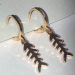 Gold Tone Dainty Dangling Fish Boho Pierced Earrings Photo 2