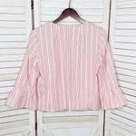 Nine West Striped Open Front Crop Blazer Jacket 3/4 Flared Sleeve Red White 8 Photo 8