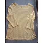 J. Jill Butter Yellow White Stripe 3/4 Sleeve 100% Pima Cotton Tee Shirt Size S Photo 3