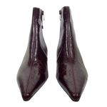 Mango  Pointed Toe Crocodile Kitten Heel Ankle Boots Burgundy Size 36/ 6 Photo 3