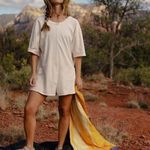 Free People NEW! MOVEMENT Hot Shot Tee Romper Shorts X-SMALL Bleached Clay Ivory Photo 0