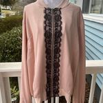 Lane Bryant rose pink sateen zip up bomber jacket black lace 18/20 Photo 1