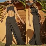 Free People NWT  Beach Women's Black Dream Jumpsuit Sleeveless Wide Leg Sz Large Photo 2