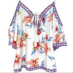 Flying Tomato  Flutter Sleeve Cold Shoulder Floral Flowy Top Size Small Photo 1